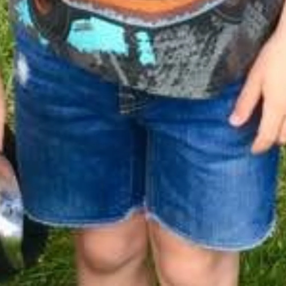 Baby Gap denim fringe boy’s distressed blue jean shorts size 3 adjustable waist